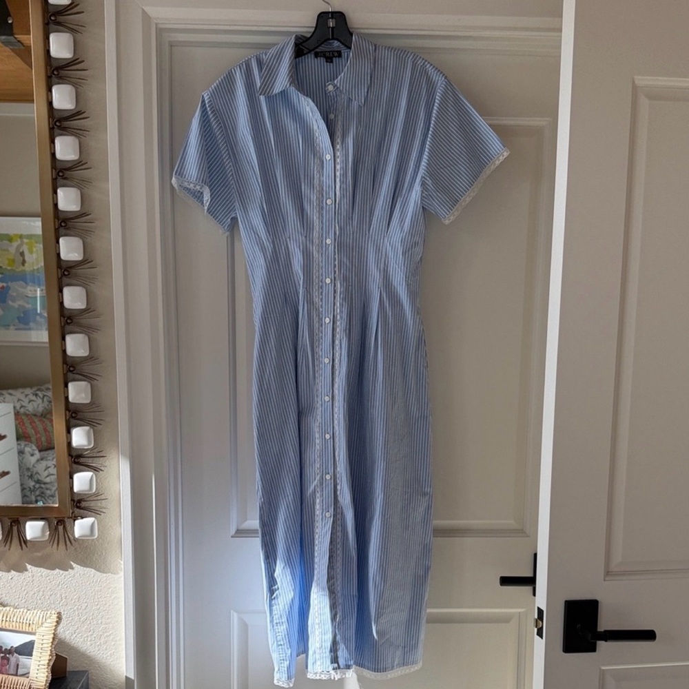 Gorgeous Blue Stripe Button-Front Women’s Dress